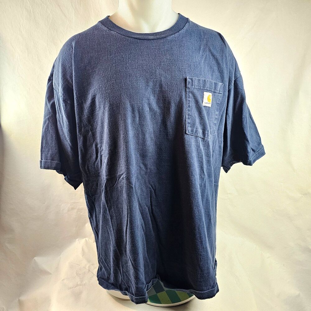 Carhartt T Shirt Mens XL Blue Pocket Workwear Heavyweight Loose Fit Pocket Tee